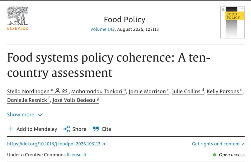 Coherencia de las políticas de los sistemas alimentarios: una evaluación de diez países