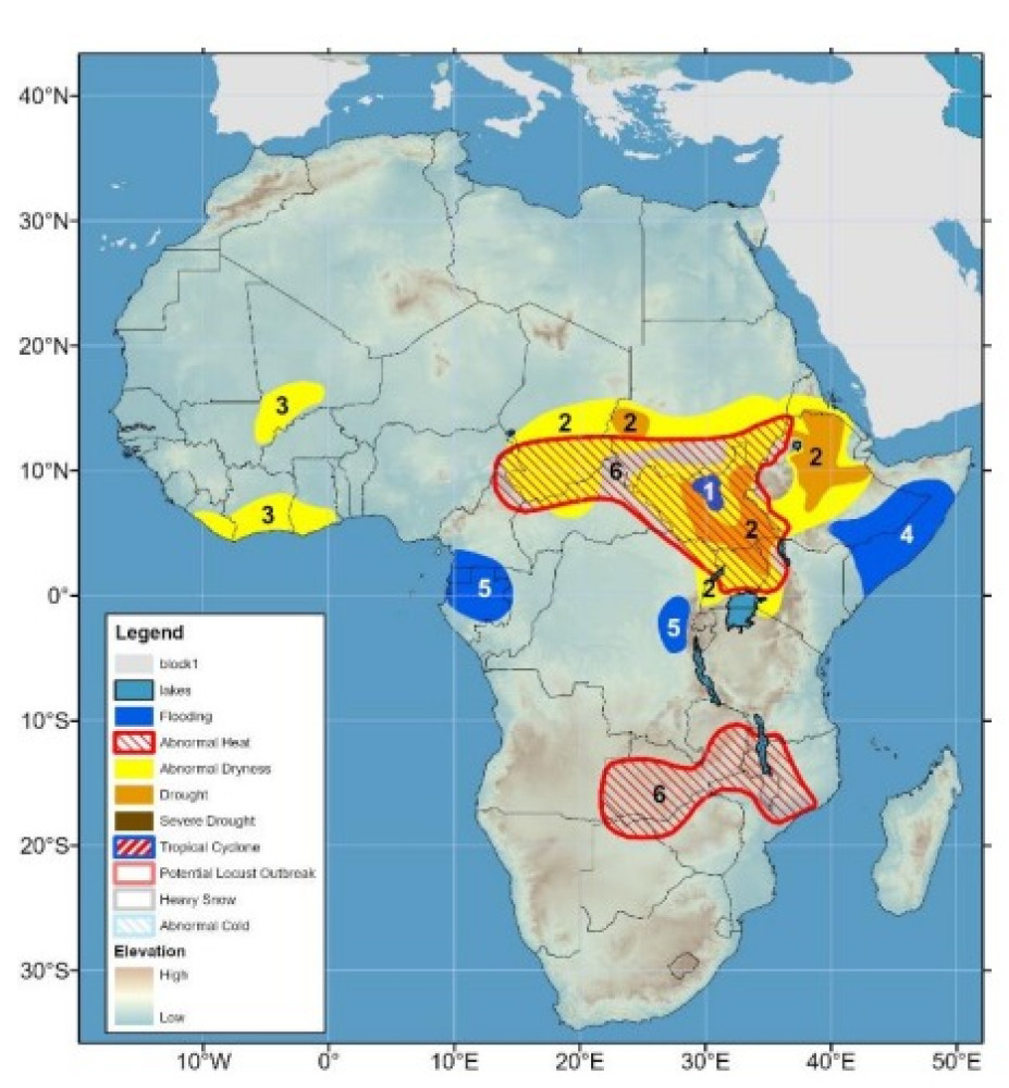 El fenómeno de El Niño continúa intensificándose. Existe riesgo de inundaciones en África central y oriental, Centroamérica, La Española, Colombia y el este de Afganistán