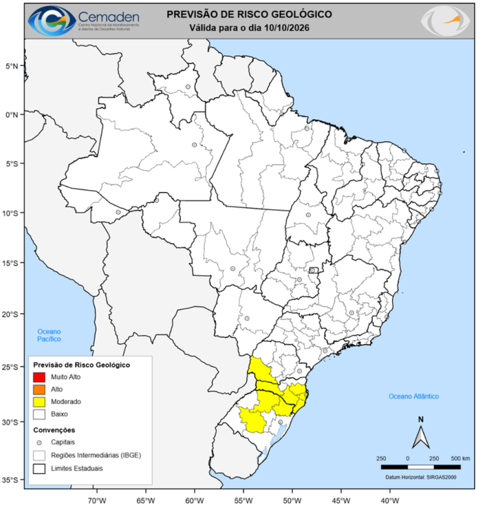 Geo-hydrological Risk Forecast for Brazil: 10 October 2026