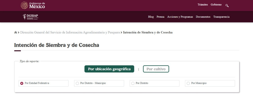 Intención de Siembra y de Cosecha (SIAP, México)